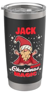 Jack macht zu Weihnachten einen magischen Namen Jack Gnome Doppelwandiger Edelstahl-Thermobecher