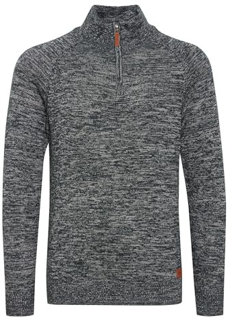 Blend BHDanovan Herren Strickpullover Troyer Feinstrick Pullover mit Troyerkragen Reißverschluss Rippbündchen Baumwollmischung Regular fit, Größe:L, Farbe:Navy (70230)