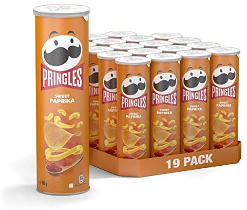 Pringles Sweet Paprika (19 x 165 g) – der unwiderstehliche Snack-Klassiker in der praktischen Dose – knackige Chips mit Paprikageschmack – Pop. Play. Eat.