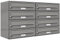 AL Briefkastensysteme 8er Briefkastenanlage Aluminiumgrau RAL 9007, Premium Briefkasten DIN A4, 8 Fach Postkasten modern Aufputz