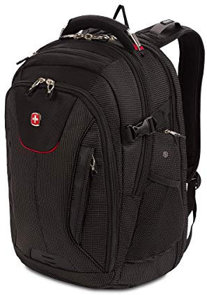 SWISSGEAR 5358 Ultimate Protection USB TSA Friendly ScanSmart Laptop Backpack and Cable Lock Bundle - Black/Red