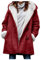 Lazzboy Mantel Frauen Winter Plus Size Solid Samt Langarm Horn Schnalle Tasche Damen Herbst Bequem Jacke Coat Jacket Medium Long Große(Rot,M)