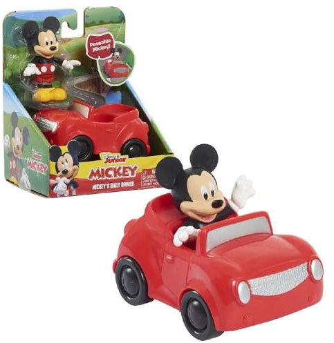 Just Play Disney Junior Mickey Mouse Spielset bestehend aus beweglicher Sammelfigur Mickey und rotes Auto, ab 3 Jahren