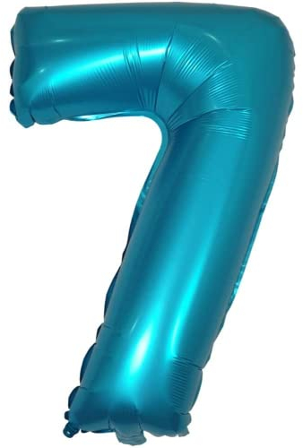 DIWULI Luftballon 7 Geburtstag XL Blau - Zahlen-Ballon Deko