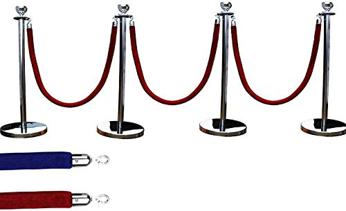4 X VIP Silver Queue Barrier Posts Stands Security Stanchion Rope Divider Steel Crowd Control Set *WINNER 2020