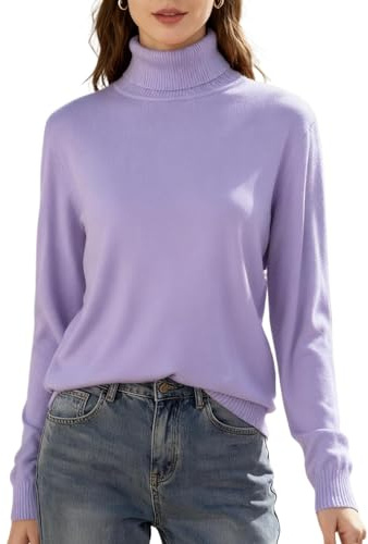 SANGTREE Pull léger à col roulé et manches longues en tricot torsadé pour femme, 7 - Couleur lilas, XX-Large
