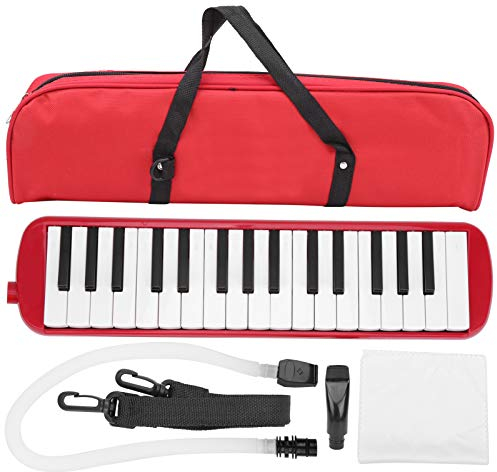 Irin Melodica Melodica, ein wunderschöner Klang und umweltfreundliches Material Kleines Mundstück Irin Melodica 32 Key Wind Musikinstrument Geeignet für Anfängerübungen + Tasche(rot) Blasinstrument