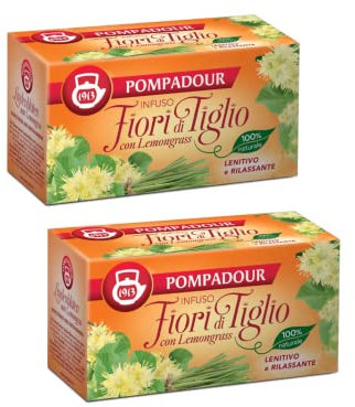 Pompadour 1913 | Infuso Fiori di Tiglio & Citronella | Tisana Lenitiva e Rilassante 100% Naturale Senza Caffeina - 2 x 20 Bustine di Tè (70 Gr)