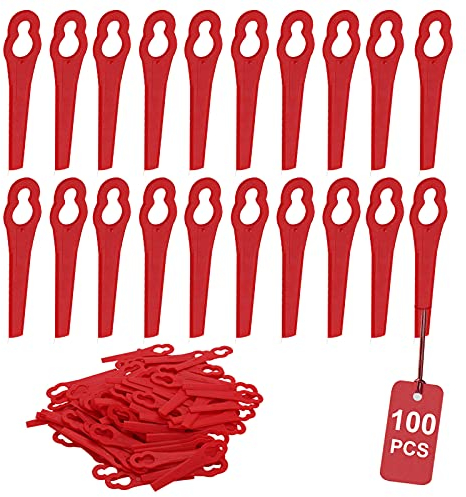 SWAWIS 100 Pezzi Lama in Plastica per Tosaerba Coltelli di Plastica Lame di Ricambio Lame per Tagliaerba Lame per Decespugliatori Rifilare Il Prato, Rosso