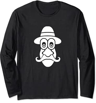 Goofy Sombrero Hut Schnurrbart Gesicht Langarmshirt