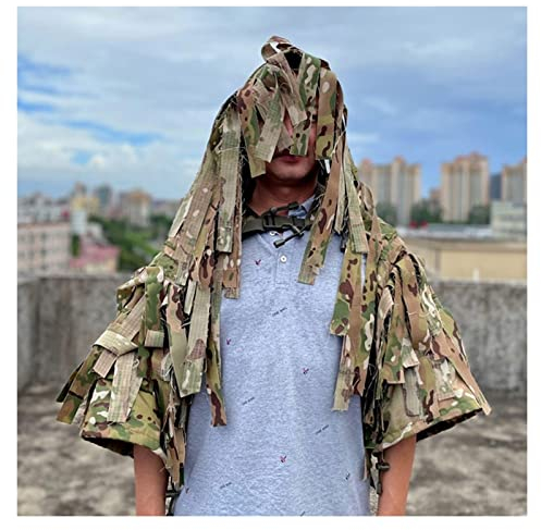 Tarnung Militär,Tarnanzug Jacke Woodland Camouflage Anzug Kleidung Für Tarnüberwurf Fotografie Jagd Verdeckt Wald Camping Woodland Airsoft Sniper Krähenjagd Tarnung ( Color : CLASSIC CLOTH STRIPS )