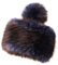 Futrzane Classic Bommel Mütze - Fellmütze Damen - Russen Wintermütze aus Pelz (One Size, Marineblau mit Braun Classic)