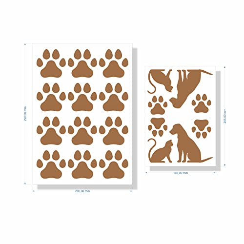 beihaasnatuerlich® 18er Set Hunde Pfoten + Katze Silhouette, wasserfeste Aufkleber Hundepfoten, Pfötchen, Sticker für Auto, Motorrad, Wohnwagen, Wand, Laptop, Möbel