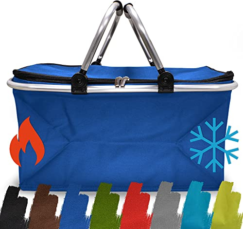 Einkaufskorb faltbar isoliert 25L I Isolierkorb mit gepolsterten Tragegriffen & Reißverschluss am Deckel I Leicht klappbar & kompakt I Kühlkorb bis 10kg belastbar I Faltkorb perfekt als Picknickkorb