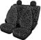 HUGS IDEA Autositzbezüge, klassisch, schwarz, Leopardenmuster, komplettes Set, Polyester, dehnbar, hohe Rückenlehne, wildes Geparden-Design, 4 Stück