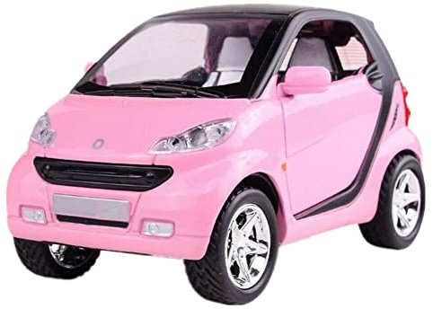 ARCADORA 1:32 für Smart Fortwo Diecast Modellauto Pullback Fahrzeug Spielzeug Kollektion Spielzeug, Geschenk für Kinder, mit Sound und Licht (Rosa)