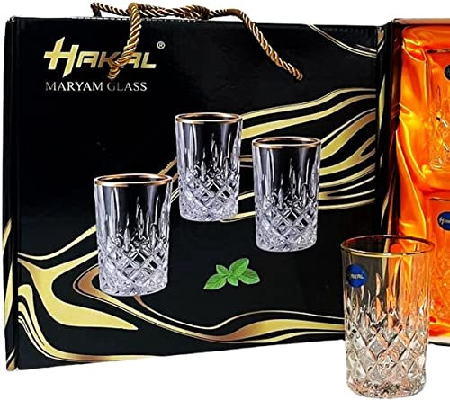 Luxus Glas Gold Rand - 6er Set - Kristall Look