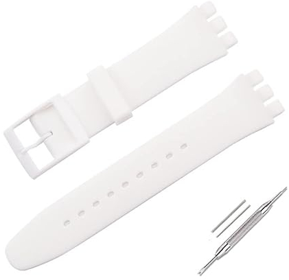 OLXIYOC Uhrenarmband für Swatch, Silikon wasserdicht Uhrenarmband (17mm, White)