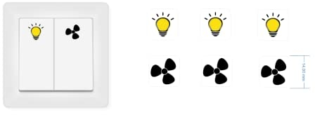 Juego de 6 pegatinas para interruptor de luz y ventilador (RP8/2) (14 mm)