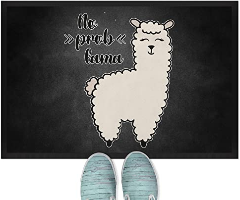 JUNIWORDS Fußmatte, No Prob lama, 60 x 40 cm, mit Gummirand (1007344)