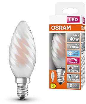 OSRAM Superstar dimmbare LED-Lampe mit besonders hoher Farbwiedergabe (CRI90) für E14-Sockel, mattes Glas ,Kaltweiß (4000K), 470 Lumen, Ersatz für herkömmliche 40W-Leuchtmittel, dimmbar, 1-er Pack