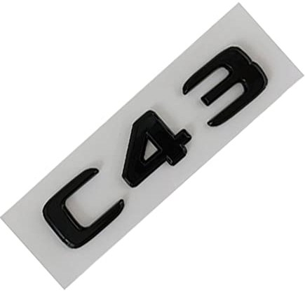 LAZIRO 3D ABS Chrom Schwarz Kofferraum Abzeichen Aufkleber Logo C43 C63 G65 Emblem Aufkleber Passend for Mercedes AMG W204 W205 W463 Autozubehör (Color : C43 Black)