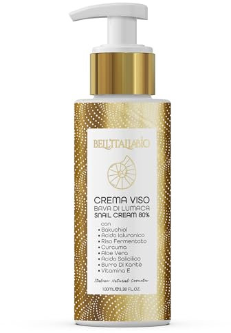 Crema Viso Antirughe con Bava di Lumaca, Acido Ialuronico, Vitamina E – Rigenerante e Illuminante con Aloe Vera - Trattamento Anti-Età Multifunzionale per Imperfezioni e Discromie – Made in Italy