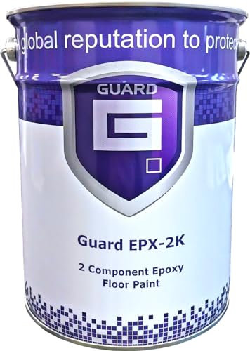 Guard EPX-2K 2 Pack Epoxy Resin Floor Paint Industrial Heavy Duty Multiple Colours Anti Skid Aggregate Available - 5 Litres (Black)