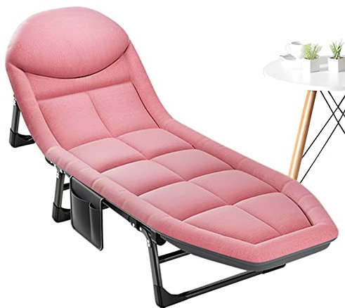 Klappbar Feldbett Sonnenliege, Verstellbarer Gartenstuhl Campingliege Mit Gepolsterten Kopfstützen, Relaxliege Liegestuhl Ideal Zum Sonnenbaden Und Entspannen (Color : Pink)