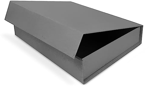 Verpackungswelt Geschenk-Box mit Deckel | 23 x 17 x 5 cm | Geschenk-Karton mit Magnet-Verschluss | Perfekt für Geburtstag, Hochzeit, Weihnachten, Geburt | Geschenk-Verpackung in Grau