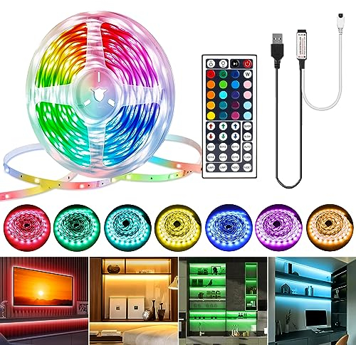 HOUHUI LED Streifen10 m, RGB LED Strip für Schlafzimmer, Farbwechsel Licht Leisten Set mit 44-Tasten Fernbedienung, Dimmbare USB LED Licht Leiste für Zimmer, Küche, Zuhause, Bar, Party DIY Dekoration