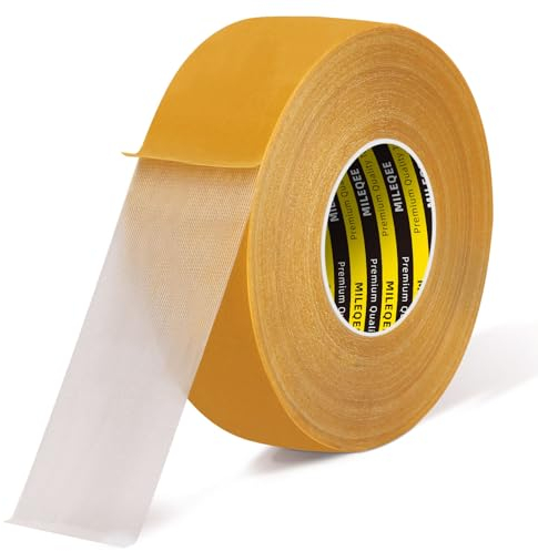 MILEQEE 1 Stück doppelseitiges Gewebeband,5cmx50m,hohe Haftkraft,starkes und robustes Teppichband,langlebiges Klebeband,Mehrzweck-Klebeband,einfaches Entfernen ohne Rückstände,leicht von abreißbar