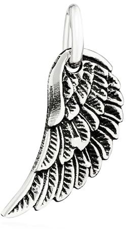 NKlaus Kettenanhänger Flügel aus 925 Silber, Unisex, 16x7mm, 1 Stück | Silberfarbener Ketten-Charm, ca. 1mm stark, Gewicht ca. 0,6g