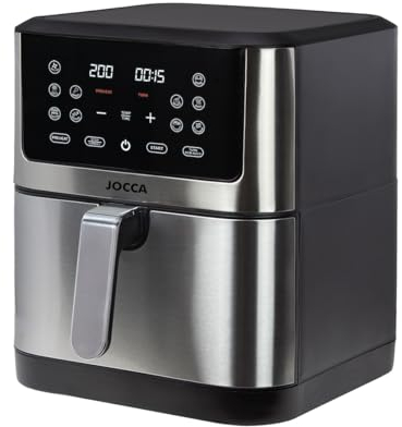 Jocca - Friggitrice ad Aria 8L| Airfryer Ampia Capacità| Friggitrice Senza Olio 8 Litri| Display LED Tattile |Cottura Sana | Forno ad Aria| Timer| Temperatura Regolabile|1800W |Argento