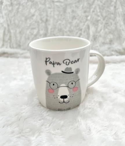 OM Print Hub Papa Bear Coffee Tea Mug from Son Daughter, Birthday Gift, Christmas, Father’s Day New Bone China 12oz (Papa Bear)