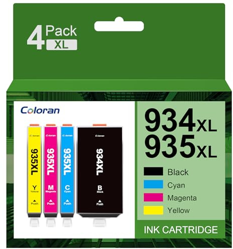 Coloran 934 935 XL Multipack Druckerpatronen Kompatibel für 934XL 935XL HP 6830 Tinte für HP Officejet Pro 6830 Druckerpatronen Officejet Pro 6230 Patronen Officejet 6820 (4er-Pack)