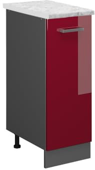 Vicco Unterschrank für die Küche R-Line, Bordeaux Hochglanz/Anthrazit, 30 cm AP Marmor