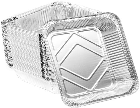 Bandejas cuadradas de aluminio de 8 pulgadas para freidora de aire y microondas, sartenes de aluminio desechables para hornear, preparar comidas, asar, se adapta a la mayoría de freidoras de aire de 5