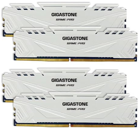 【DDR4 RAM】 GIGASTONE Game PRO 64GB Kit (4x16GB) DDR4 3600MHz PC4-28800 CL 18-22-22-42 Intel XMP 2.0 AMD Ryzen 1,35V UDIMM 288 Pin Unbuffered Non ECC High Performance Gaming Desktop Memory - weiß