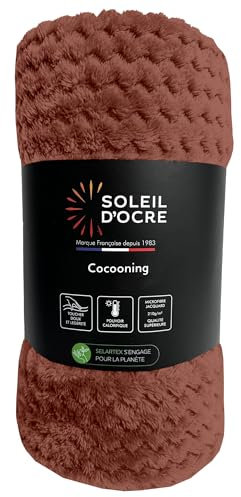Soleil d'ocre, Couverture, Plaid 180x220 cm COCOONING Brique