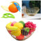 HK Online Gold Nordic Fresh Fruits Basket 26cm & Ring Citrus Peeler, Fruit Bowl, Decorative Tablepiece -Keep Unwanted Pets, Large Wire Fruit Bowl (Gold Wave)