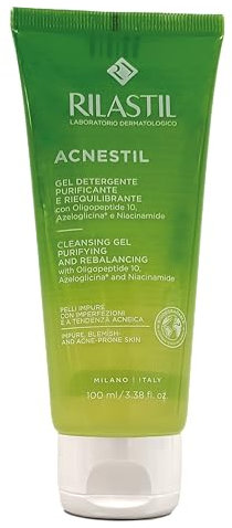 Rilastil - Acnestil Gel, Limpiador Antimperfecciones e Hidratante, con Pantenol, Ceramidas y Ácido Hialurónico, Limpia sin Resecar, Pieles Mixtas, Grasas y con Tendencia Acneica - 100 ml