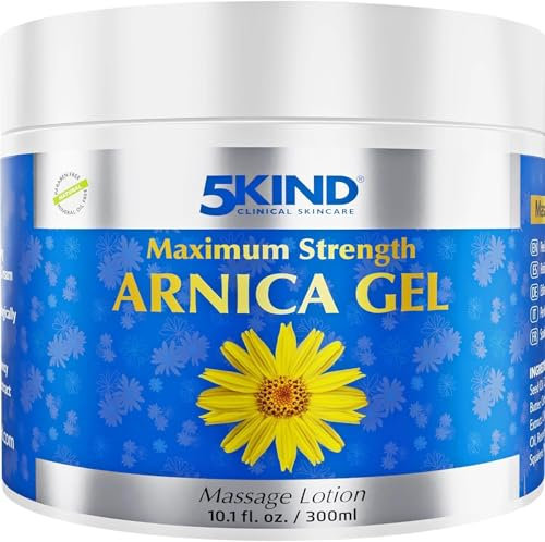 5kind Gel Arnica Massima Potenza 300 ml - Gel All'Arnica ad Azione Rapida per Lividi e gonfiori - Gel per Lividi All'Estratto di Arnica Montana - Arnica per Cavalli Uso Umano