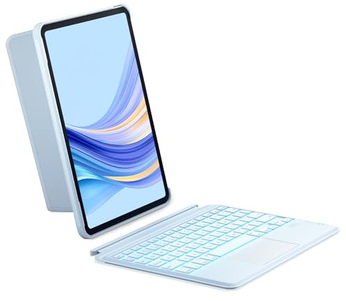Inateck keyboard Case for iPad 10th Generation/A16 11th Generation 2025 11 inch, Detachable keyboard with Touchpad for iPad 10th Gen 2022 10.9 inch, 7-color Backlight, Portrait/Landscape, KB04112 Blue