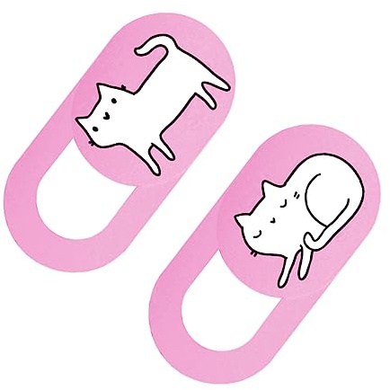 HOMSFOU Rosa Katzen Webcam Schutzabdeckung 2 Stück Dünn aus Abs | Desktop und Laptop, Kamera Abdeckungen mit Katzenform, Passend für Webcams, Dezente Rosa Ausführung