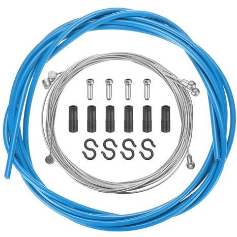sourcing map Bicycle Brake Cable Housing Set Universal Bike Inner Brake Cable Housing Kit Front and Rear Bicycle Brake Cable Replacement Kit for Road Mountain Bicycle Cycling, Blue