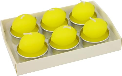 6er Set Teelichter Zitronen gelb Zitrone Motivteelichter Tischdeko Partydekoration Gartenparty