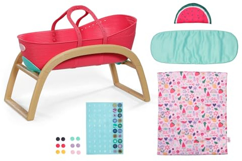 BABY born 3 in 1 Wiege Pinplay, Puppenbett, Wiege und Trage mit Pins zum Verzieren, inkl. Bettdecke und Kopfkissen, Rot
