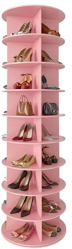 SpaceAid Drehbares Schuhregal mit 9 Ebenen, drehbares Schuhregal, Lazy Susan, drehbares 360-Grad-Schuhregal, Aufbewahrung, rundes Karussell, vertikale Handtasche, drehbar, Schuhschrank, Organisation