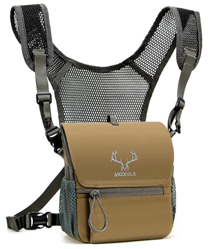 MOXULE Fernglas-Geschirr-Brustpack: Bino-Tasche mit magnetischem Deckel und Regenschutz für die Jagd (grün)